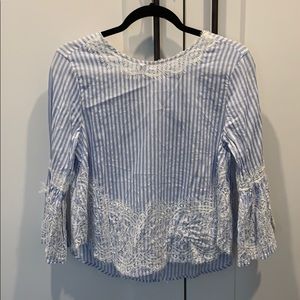Zara striped & lace top with back tie detail